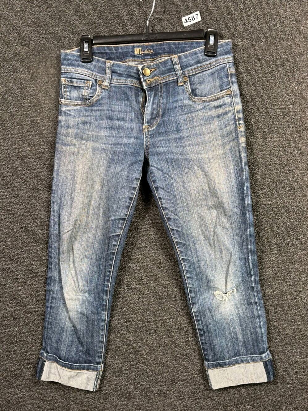 Kut From The Kloth Straight Jeans Womens Sz 2 Blue Denim Stretch Style KP398MA1